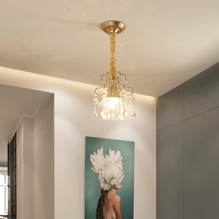 Lustre contemporain en alliage de zinc de luxe avec cristaux ronds à 3 lumières pour salon 