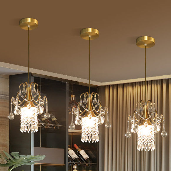 Lustre contemporain en alliage de zinc de luxe avec cristaux ronds à 3 lumières pour salon 