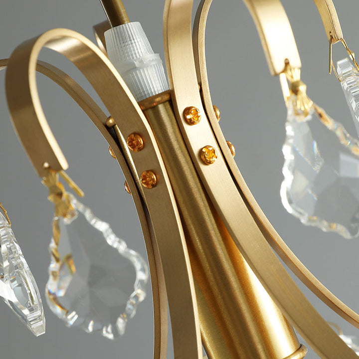 Lustre contemporain en alliage de zinc de luxe avec cristaux ronds à 3 lumières pour salon 