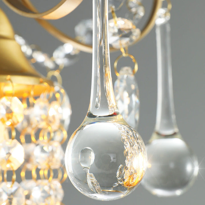 Lustre contemporain en alliage de zinc de luxe avec cristaux ronds à 3 lumières pour salon 