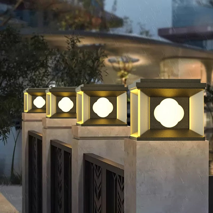 Lumière de poteau extérieure LED carrée en aluminium et acier inoxydable pour jardin 