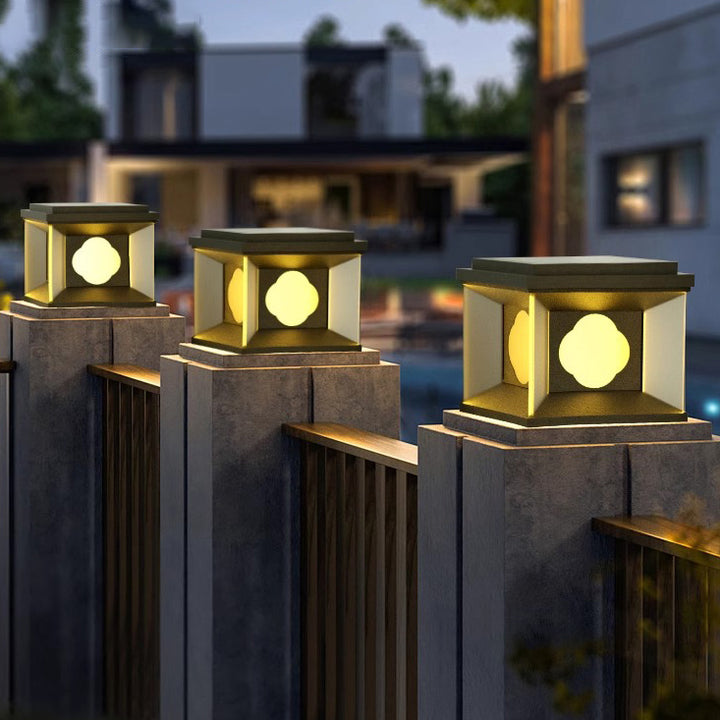 Lumière de poteau extérieure LED carrée en aluminium et acier inoxydable pour jardin 