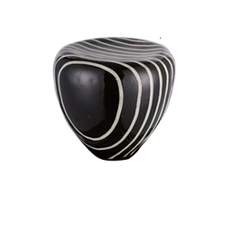 Contemporary Simplicity Solar Resin Simulation Striped Stone LED Outdoor Light For Garden