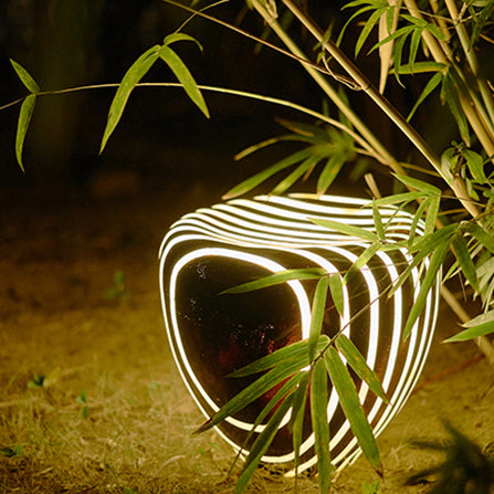 Contemporary Simplicity Solar Resin Simulation Striped Stone LED Outdoor Light For Garden
