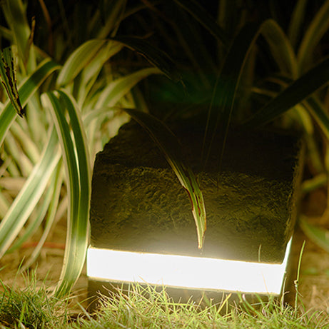 Contemporary Simplicity Solar Resin Simulation Striped Stone LED Outdoor Light For Garden