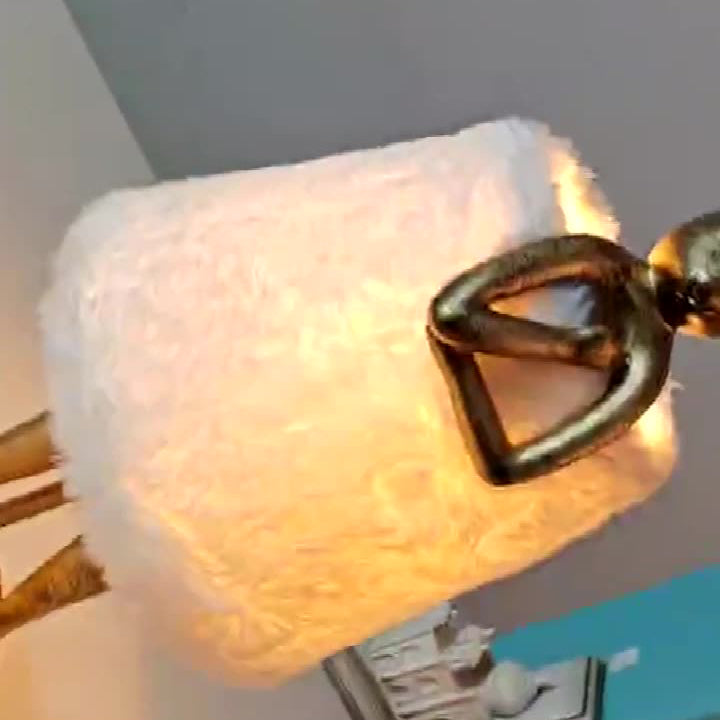 Contemporary Creative Rabbit Metal Feather Round 1-Light Table Lamp For Bedroom