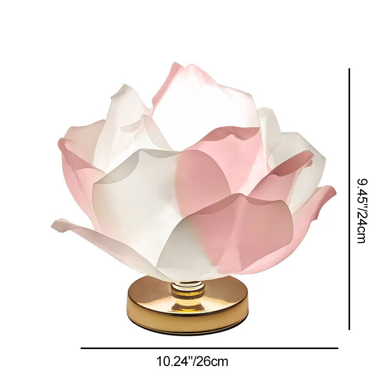 Contemporary Creative Lotus Flower Fabric Hardware 1-Light Table Lamp For Bedroom
