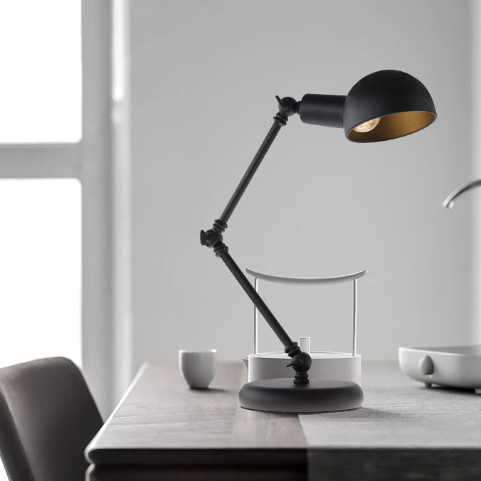 Contemporary Nordic Iron Semicircular 1-Light Rocker Arm Table Lamp For Bedroom