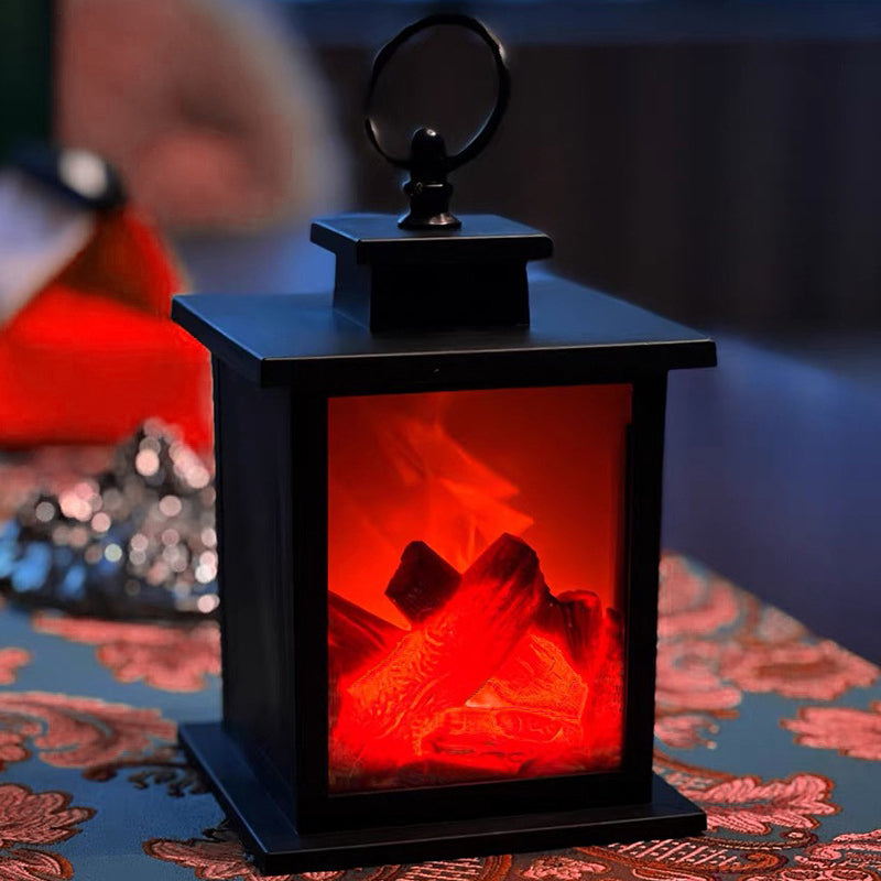 Contemporary Creative ABS Simulated Flame Fireplace LED Table Lamp For Study