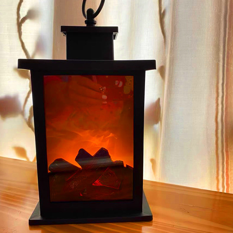 Contemporary Creative ABS Simulated Flame Fireplace LED Table Lamp For Study