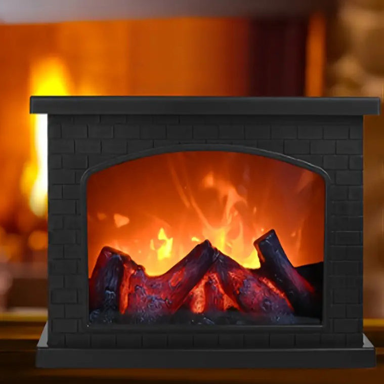 Contemporary Creative ABS Simulated Flame Fireplace LED Table Lamp For Study