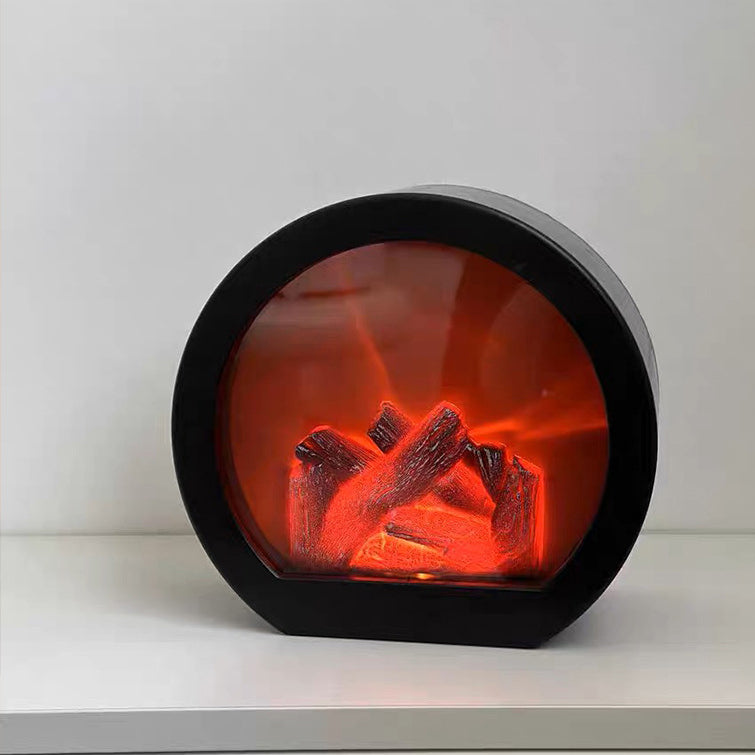 Contemporary Creative ABS Simulated Flame Fireplace LED Table Lamp For Study