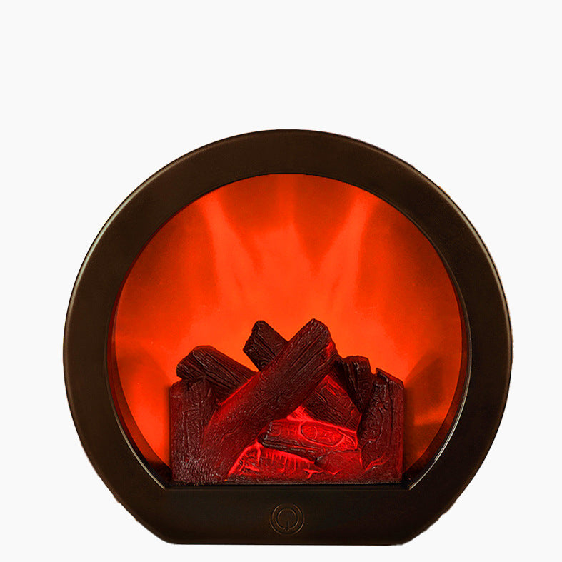 Contemporary Creative ABS Simulated Flame Fireplace LED Table Lamp For Study