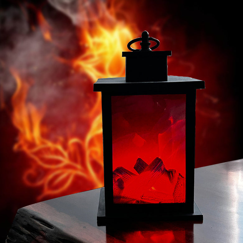 Contemporary Creative ABS Simulated Flame Fireplace LED Table Lamp For Study