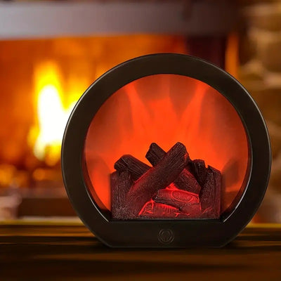 Contemporary Creative ABS Simulated Flame Fireplace LED Table Lamp For Study