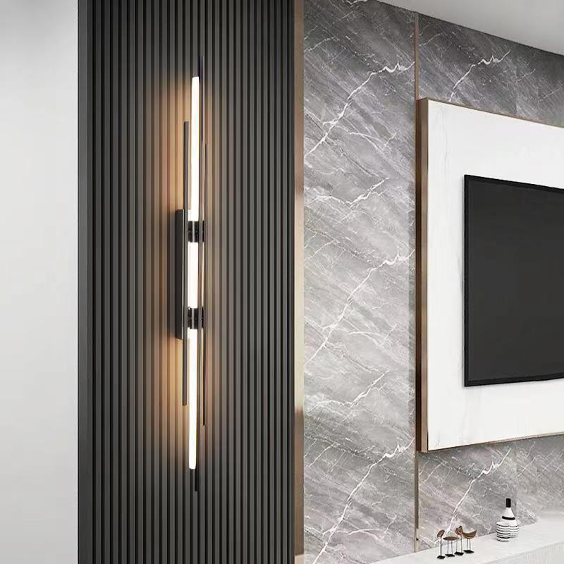 Modern Minimalist Iron Acrylic Long Strip LED Wall Sconce Lamp For Living Room