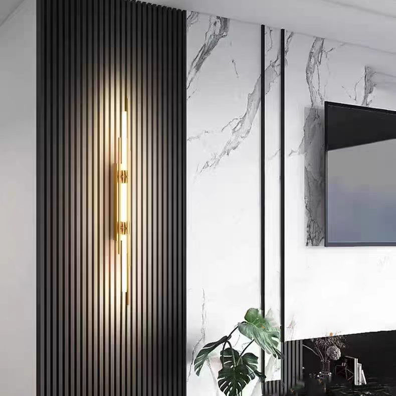 Modern Minimalist Iron Acrylic Long Strip LED Wall Sconce Lamp For Living Room