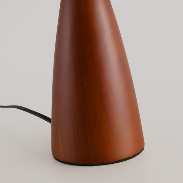 Traditional Japanese Printed Fabric Conical Shade Solid Wood 1-Light Table Lamp For Bedroom