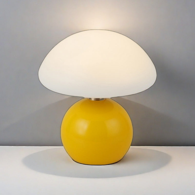 Contemporary Scandinavian Iron PE Round Shade USB Rechargeable LED Table Lamp For Bedroom