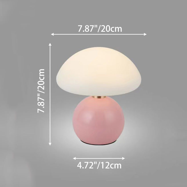 Contemporary Scandinavian Iron PE Round Shade USB Rechargeable LED Table Lamp For Bedroom