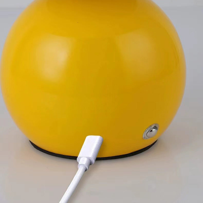 Contemporary Scandinavian Iron PE Round Shade USB Rechargeable LED Table Lamp For Bedroom