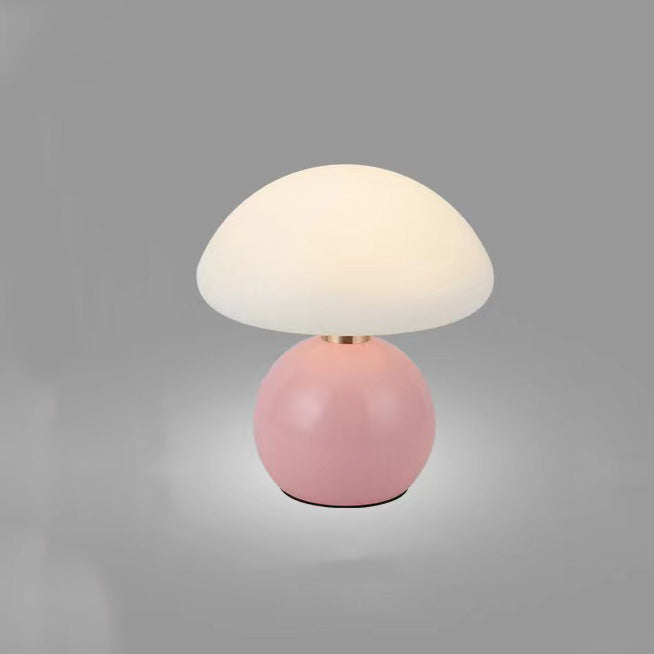 Contemporary Scandinavian Iron PE Round Shade USB Rechargeable LED Table Lamp For Bedroom