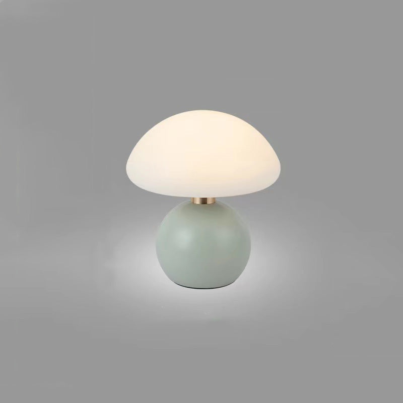 Contemporary Scandinavian Iron PE Round Shade USB Rechargeable LED Table Lamp For Bedroom