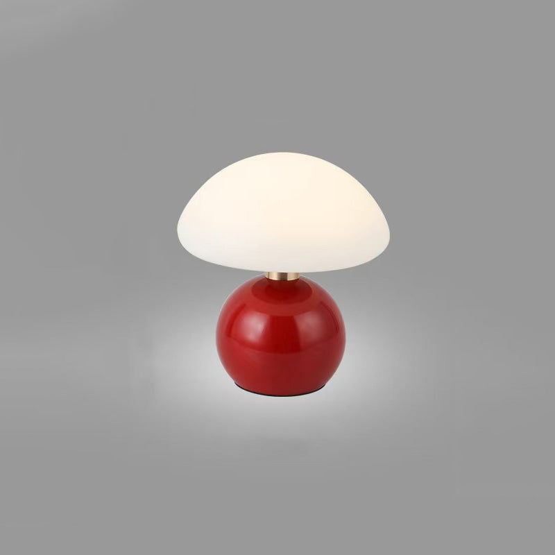 Contemporary Scandinavian Iron PE Round Shade USB Rechargeable LED Table Lamp For Bedroom