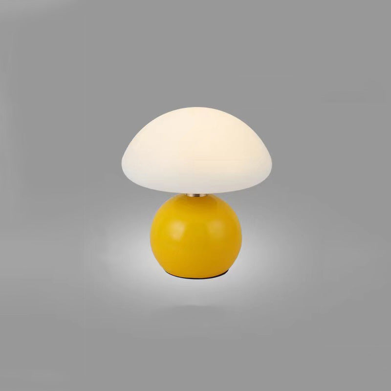 Contemporary Scandinavian Iron PE Round Shade USB Rechargeable LED Table Lamp For Bedroom