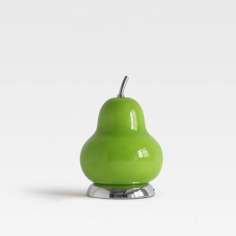 Contemporary Scandinavian Pear Glass Shade Iron USB Rechargeable LED Table Lamp For Bedroom