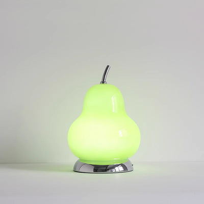 Contemporary Scandinavian Pear Glass Shade Iron USB Rechargeable LED Table Lamp For Bedroom