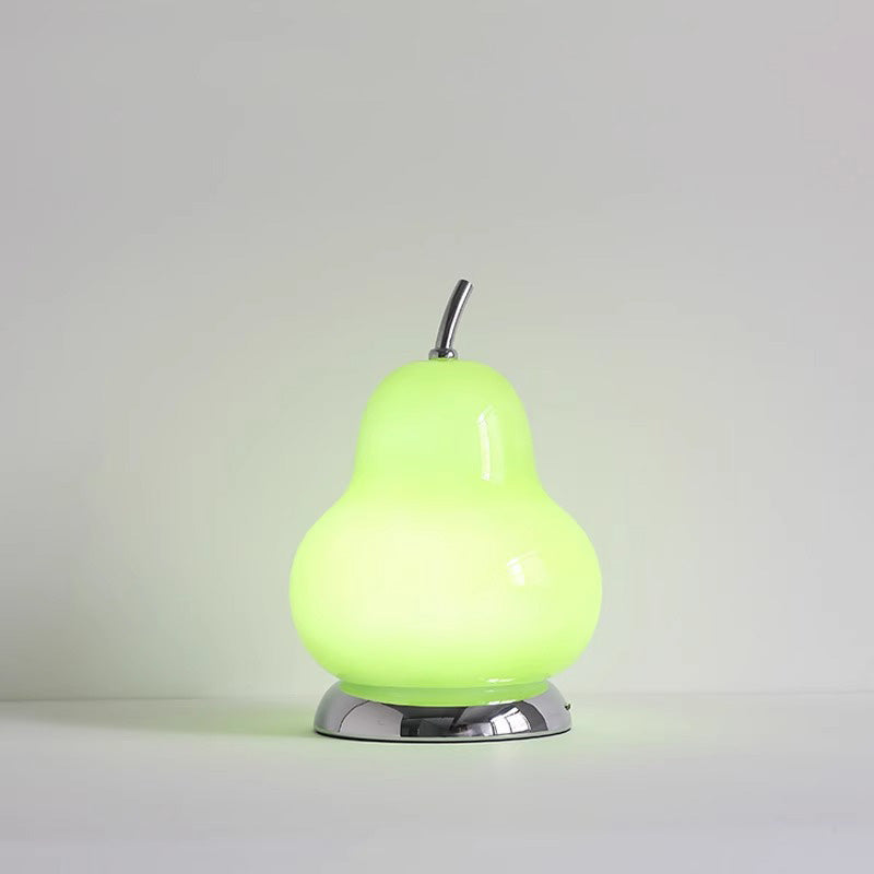 Contemporary Scandinavian Pear Glass Shade Iron USB Rechargeable LED Table Lamp For Bedroom