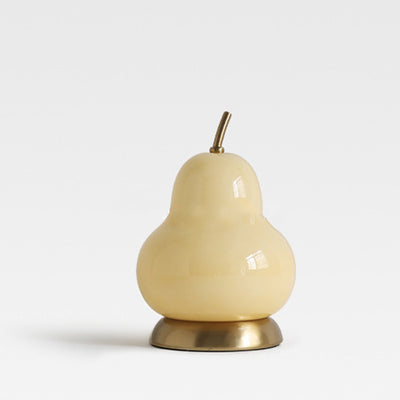 Contemporary Scandinavian Pear Glass Shade Iron USB Rechargeable LED Table Lamp For Bedroom