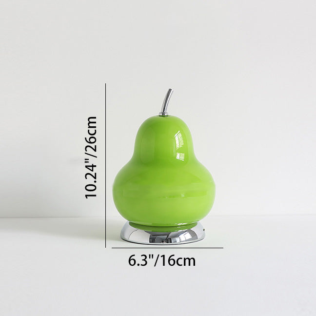 Contemporary Scandinavian Pear Glass Shade Iron USB Rechargeable LED Table Lamp For Bedroom