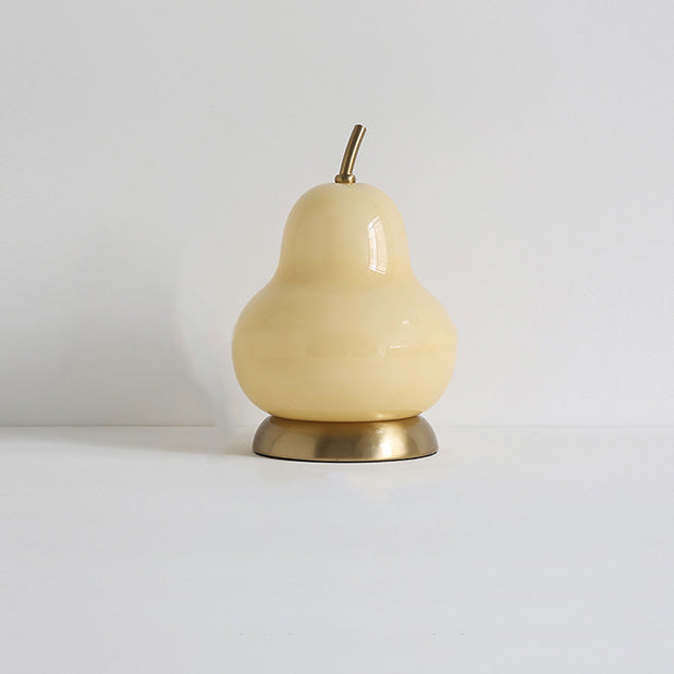 Contemporary Scandinavian Pear Glass Shade Iron USB Rechargeable LED Table Lamp For Bedroom