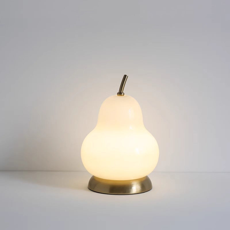 Contemporary Scandinavian Pear Glass Shade Iron USB Rechargeable LED Table Lamp For Bedroom