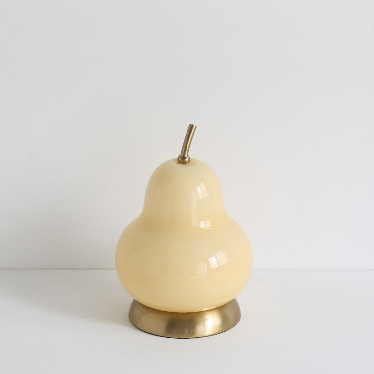 Contemporary Scandinavian Pear Glass Shade Iron USB Rechargeable LED Table Lamp For Bedroom