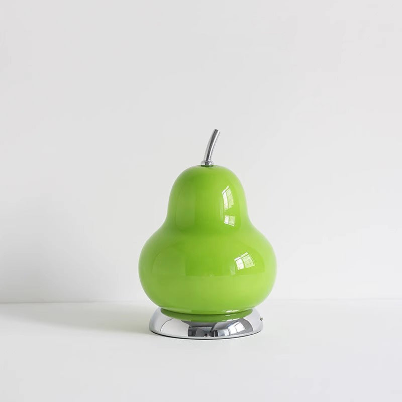 Contemporary Scandinavian Pear Glass Shade Iron USB Rechargeable LED Table Lamp For Bedroom