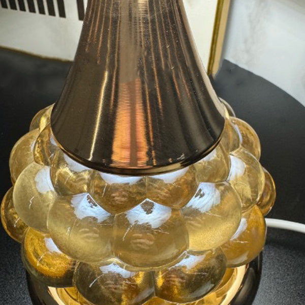 Traditional European Glass Base Fabric Tassel Shade 1-Light Table Lamp For Bedroom