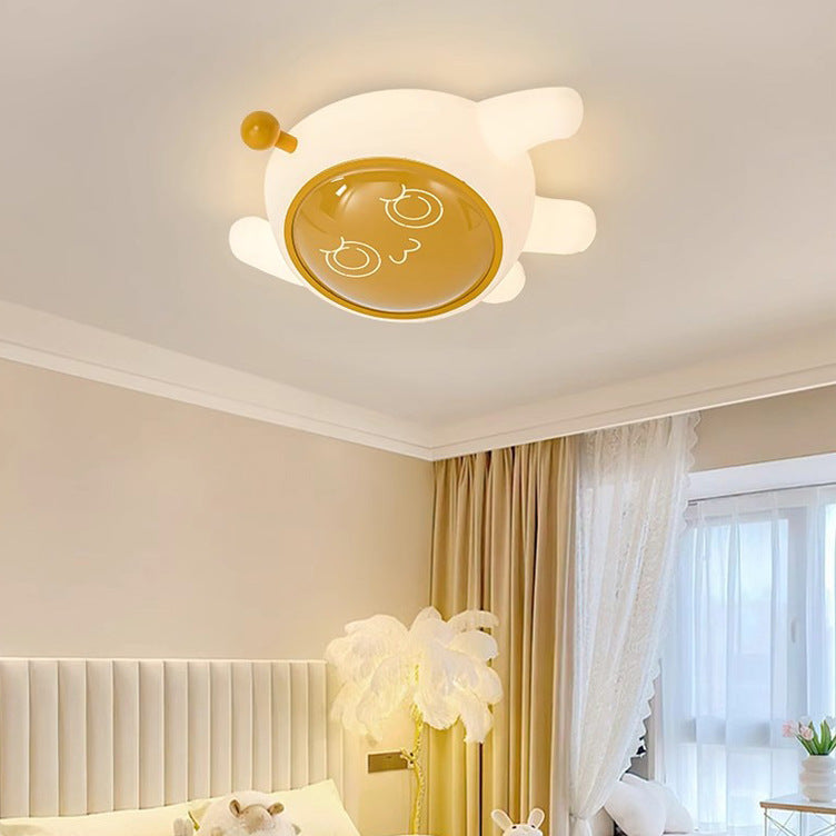 Contemporary Creative Iron PE Cartoon Spaceman LED Flush Mount Ceiling Light For Bedroom
