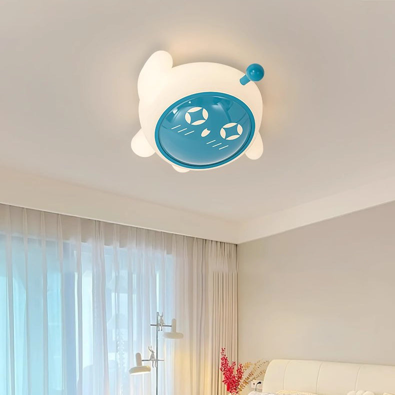 Contemporary Creative Iron PE Cartoon Spaceman LED Flush Mount Ceiling Light For Bedroom