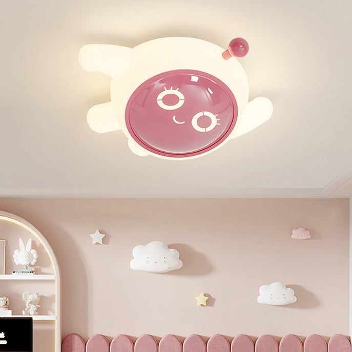 Contemporary Creative Iron PE Cartoon Spaceman LED Flush Mount Ceiling Light For Bedroom