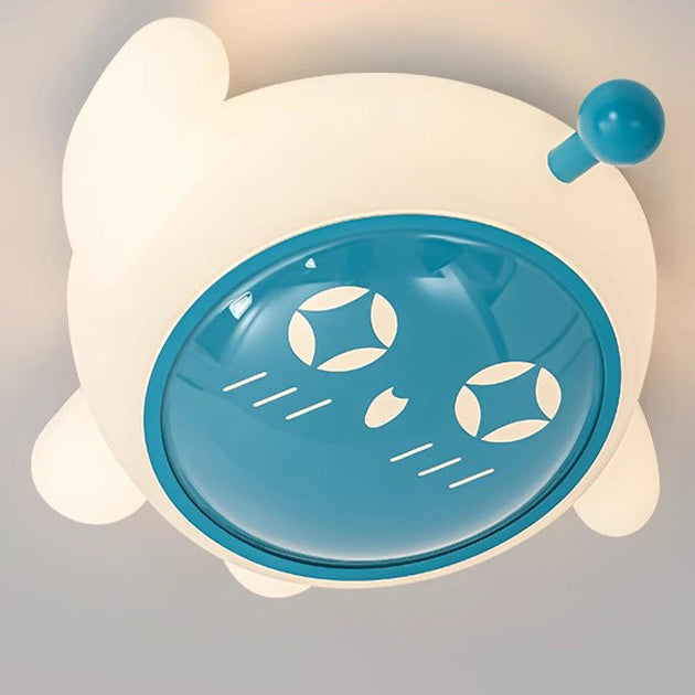 Contemporary Creative Iron PE Cartoon Spaceman LED Flush Mount Ceiling Light For Bedroom