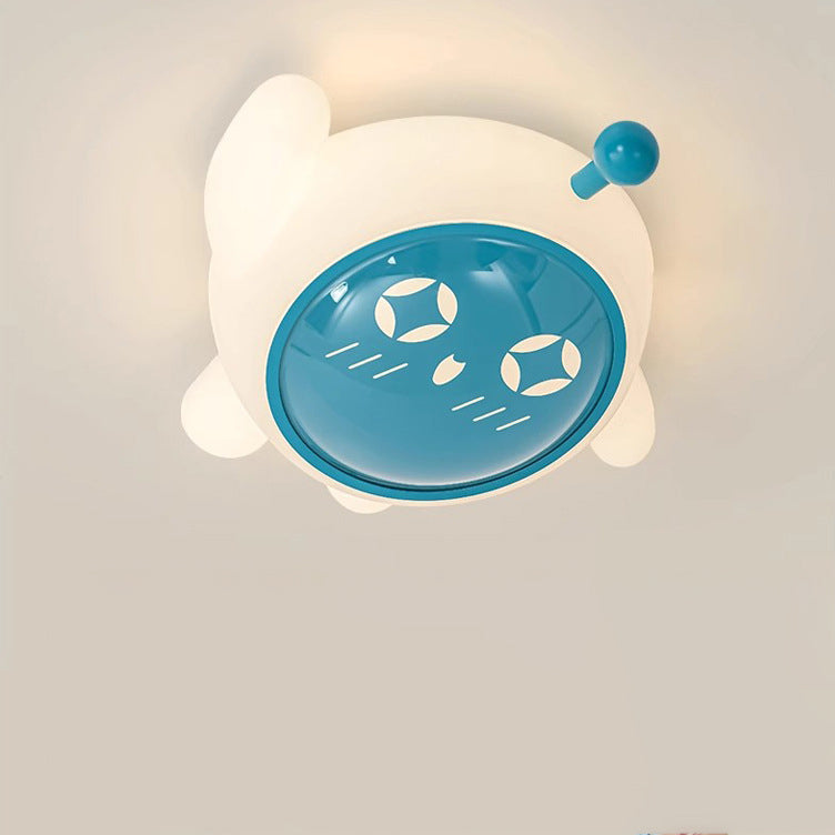 Contemporary Creative Iron PE Cartoon Spaceman LED Flush Mount Ceiling Light For Bedroom