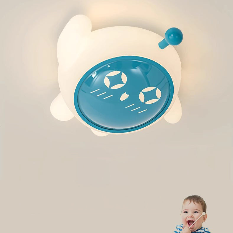 Contemporary Creative Iron PE Cartoon Spaceman LED Flush Mount Ceiling Light For Bedroom