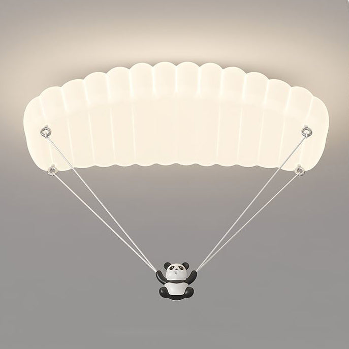 Lustre de plafond LED en fer PE en forme de parachute panda créatif contemporain pour chambre à coucher 