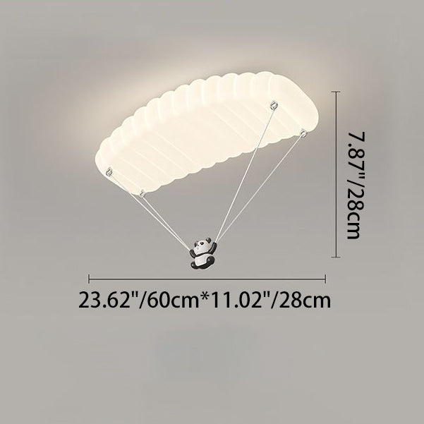 Lustre de plafond LED en fer PE en forme de parachute panda créatif contemporain pour chambre à coucher 