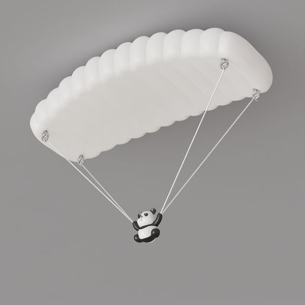 Lustre de plafond LED en fer PE en forme de parachute panda créatif contemporain pour chambre à coucher 