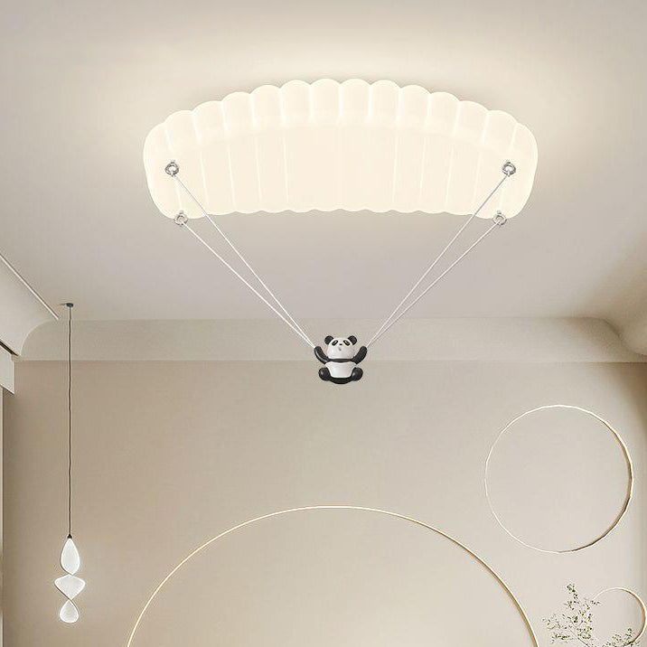 Lustre de plafond LED en fer PE en forme de parachute panda créatif contemporain pour chambre à coucher 