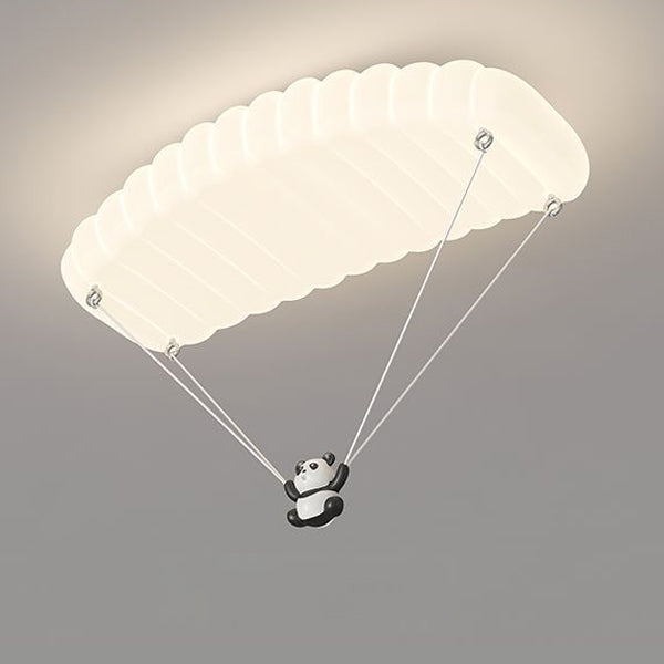 Lustre de plafond LED en fer PE en forme de parachute panda créatif contemporain pour chambre à coucher 